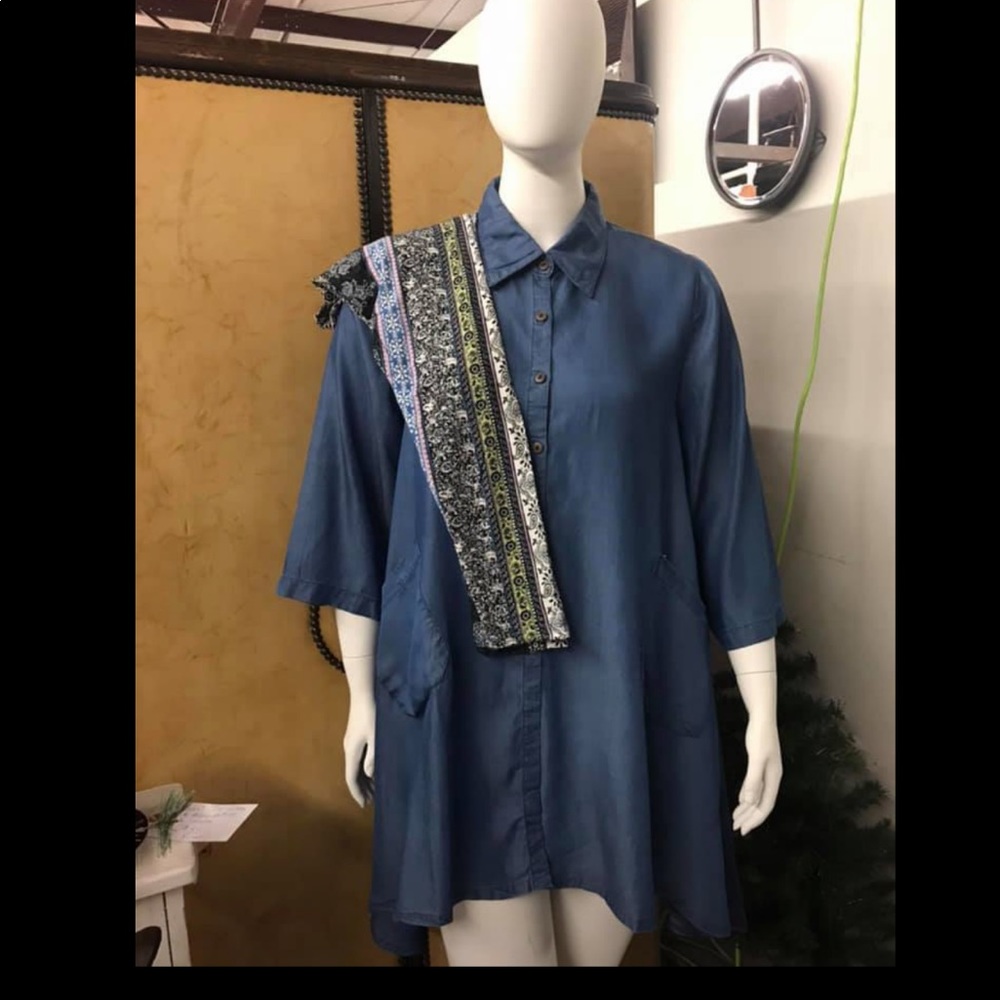 Denim colored high low shirt/Dress